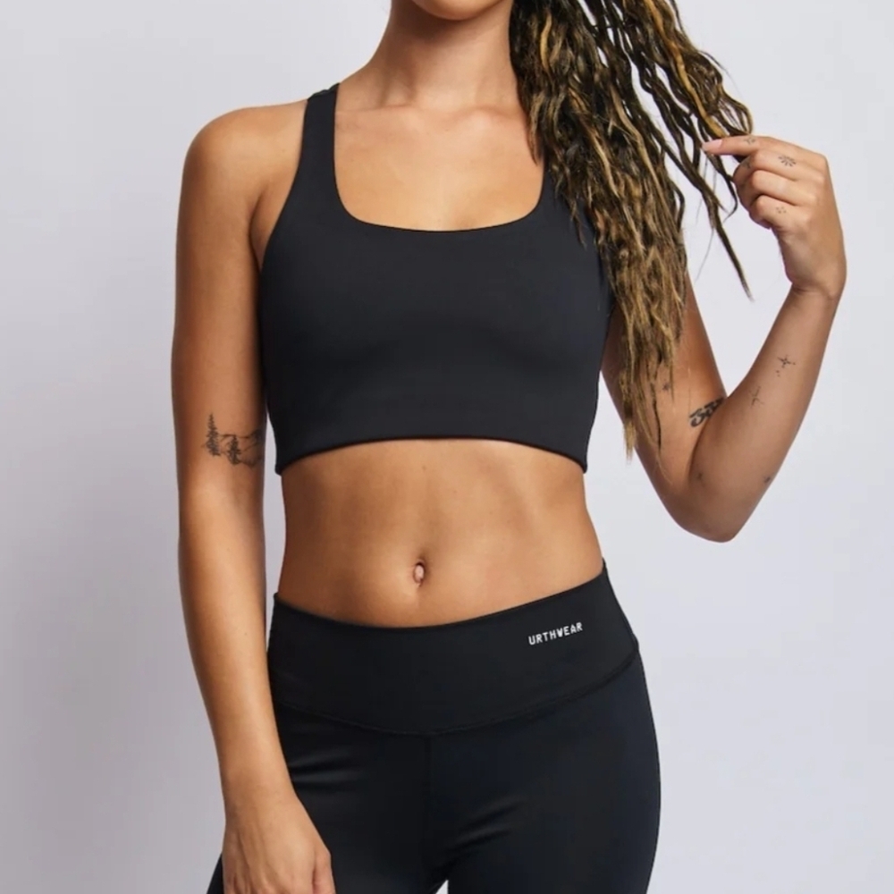 Urthwear Ecomoss Low Neck Racerback Raven Black Bra Size Large